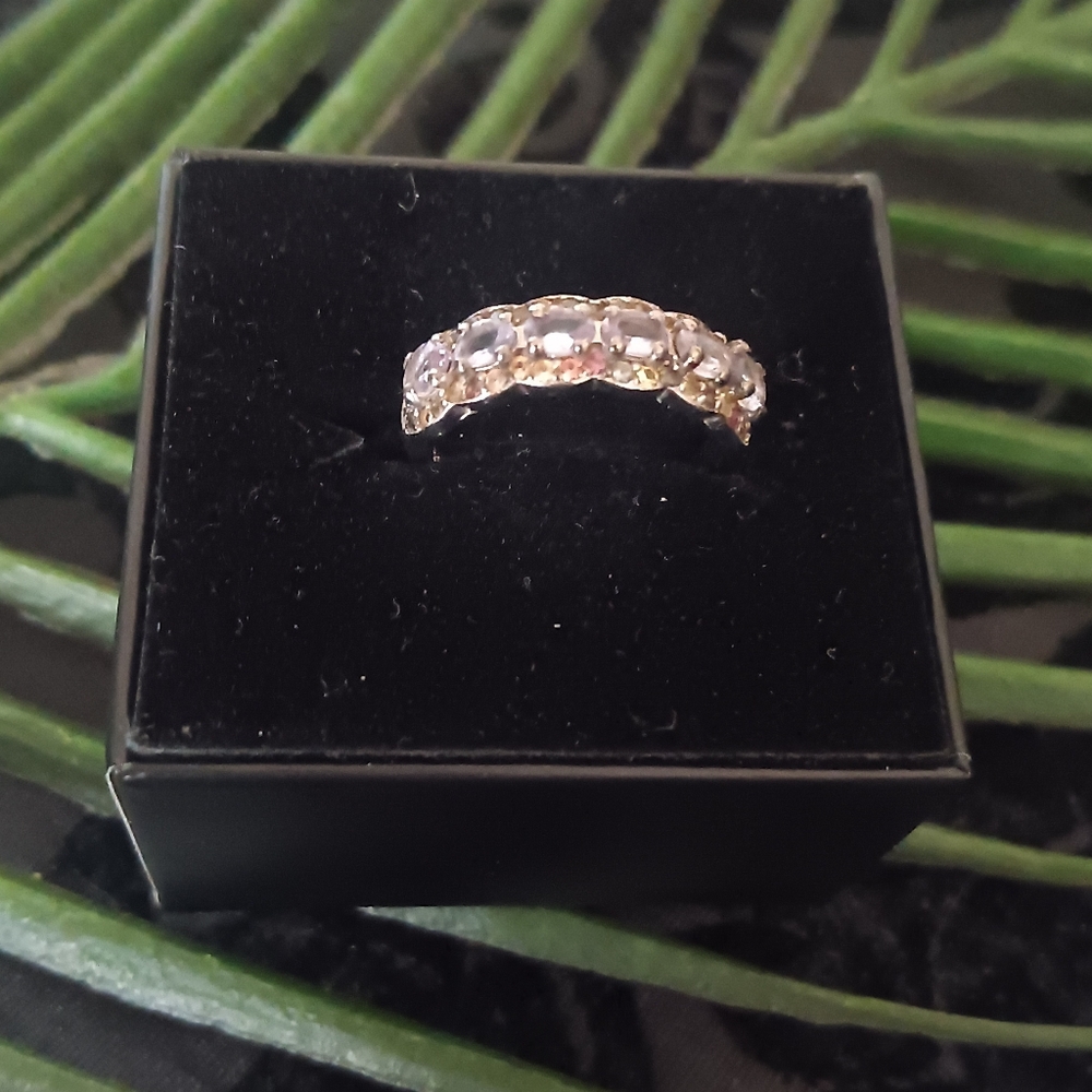 NEW SaphireTanzanite Eternity Ring Chanel Set Golden Saphires - Picture 8 of 9
